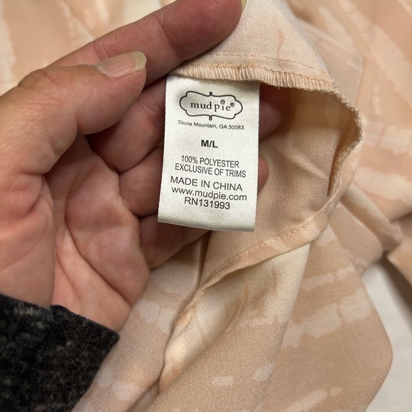 Mud Pie Pinkish Beige Tie-Front Blouse. Womens M/L. SKU B20 - Picture 5 of 6